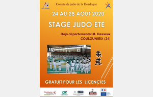 Stage Judo d'été du 24 au 28 Août 2020